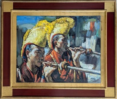 Contemporary School 
Tibetan trumpeters in...