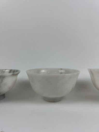 FOUR SMALL BOWLS ON STANDS, three of which...