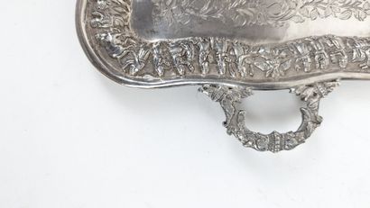 SMALL SILVER (800) SERVING TRAY, engraved,...