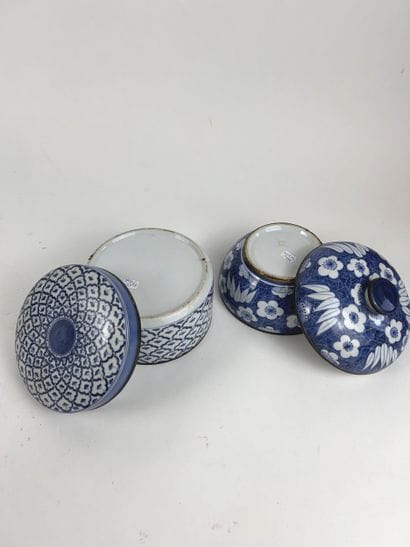 ASIA 
TWO LIDDED BOXES made of white porcelain:...
