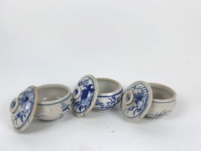 ASIA
THREE SMALL JARS WITH LIDS 
White porcelain...