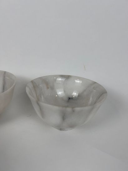 FOUR SMALL BOWLS ON STANDS, three of which...