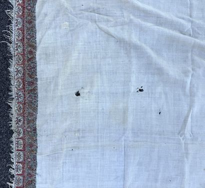 TWO cashmere shawls with borders embroidered...