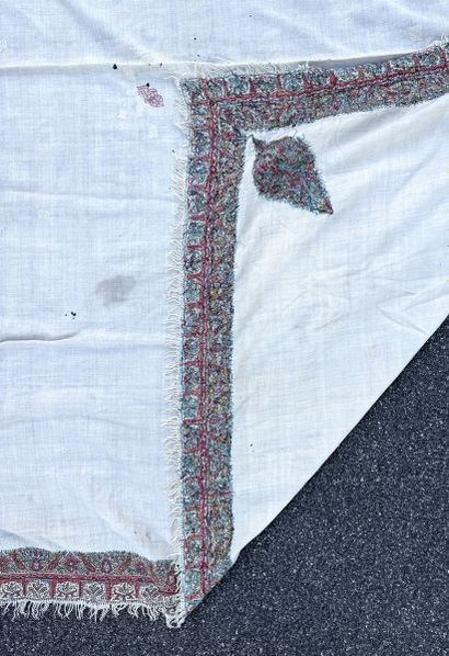 TWO cashmere shawls with borders embroidered...