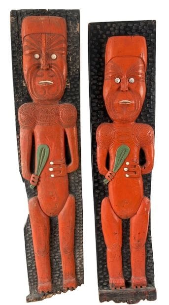 SET OF TWO ORNAMENTAL PANELS in the Maori...