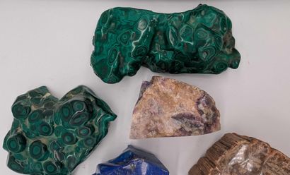A collection of minerals and rocks, including...