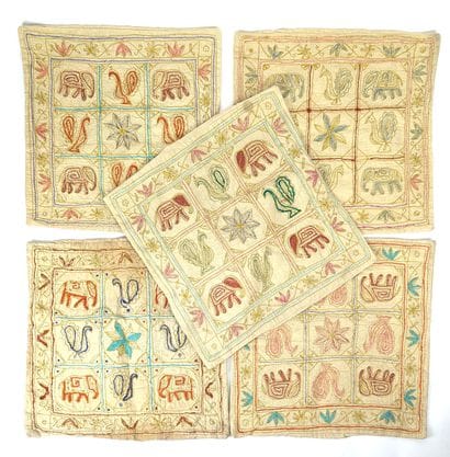 INDIA, 20th century
SET OF FIVE cushion covers...