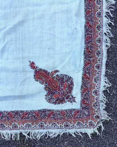 TWO cashmere shawls with borders embroidered...