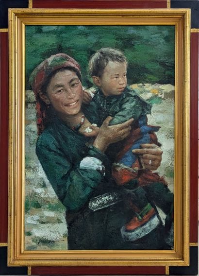 BOXIAO (Born 1982)
Tibetans, mother and child
Oil...