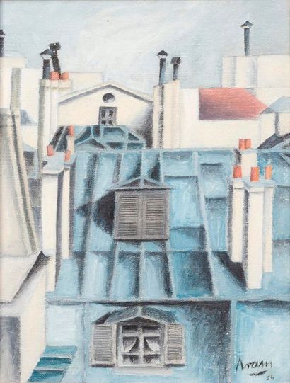 Michel ARAM (1908-1998)
Toits bleus

Huile...