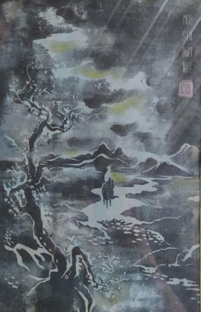 TU DUYEN (1915-2012)
Voyageur à cheval 

Gravure...
