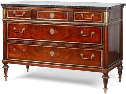 Commode en acajou et placage d'acajou, ouvrant...