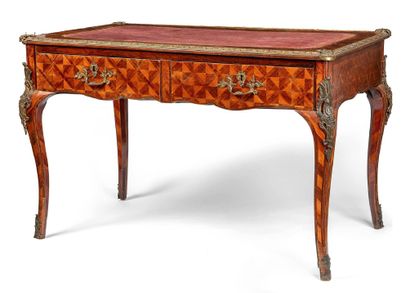 Table bureau en bois de placage et marqueterie...
