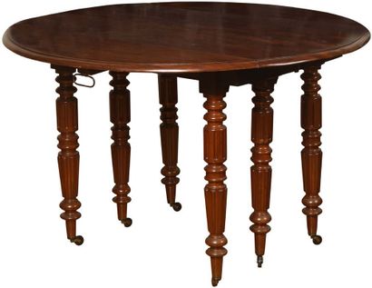 Table ronde, en acajou et placage d'acajou,...