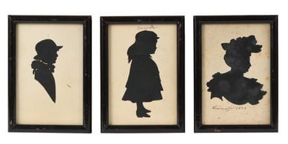 Ensemble de trois silhouettes découpées et...