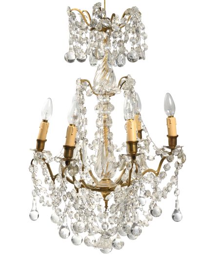 Lustre à six feux de lumière et paire d'appliques...