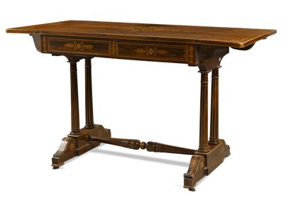 Bureau en bois de placage exotique et marqueterie...