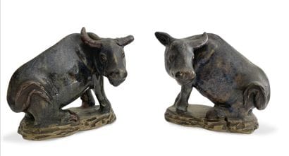 CHINE - XIXe siècle
Paire de buffles en terre...