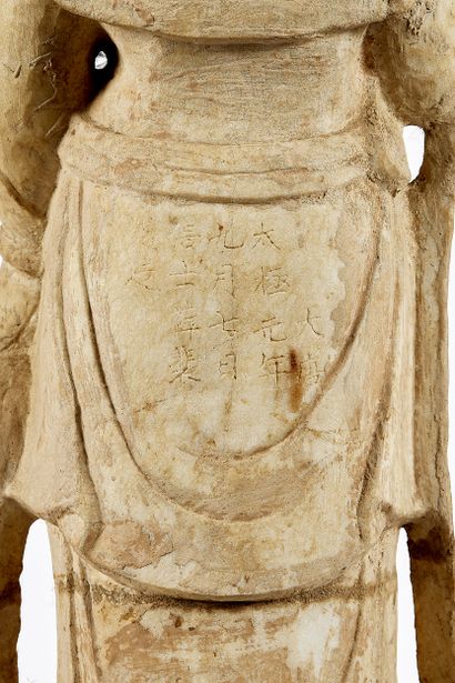 CHINA - 20th century 
Stone statue of Guanyin,...