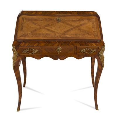 Donkey's back desk in veneered wood and marquetry...