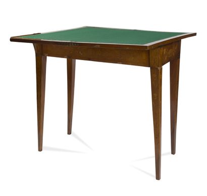 Wood veneer and marquetry game table with...