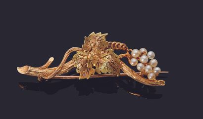 Brooch-barrette in 18K (750/000) yellow gold...