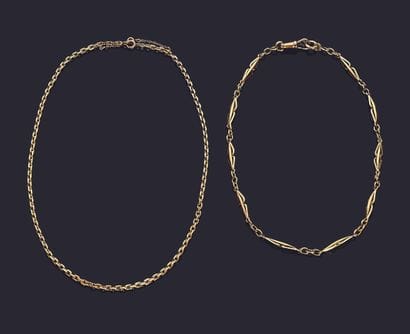 18K (750/000) yellow gold watch chain circa...