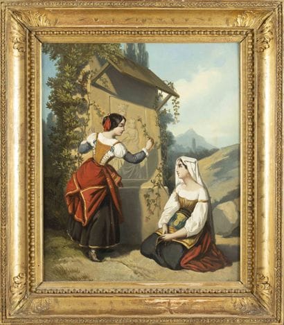 École ITALIENNE vers 1860
Paysage animé de...