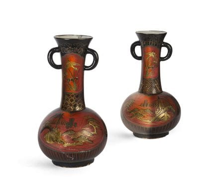 JAPAN, circa 1900
Pair of polychrome and...