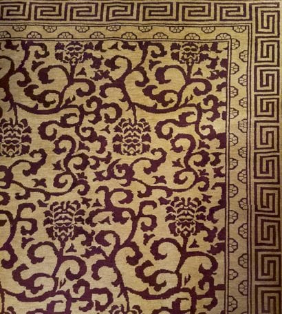 Polychrome wool carpet, decorated with meanders,...