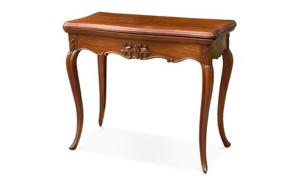 Console games table in wood and veneer, revealing...