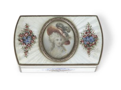 Polychrome enameled silver pill box with...