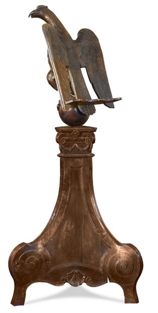 Carved, molded and patinated fruitwood lectern...