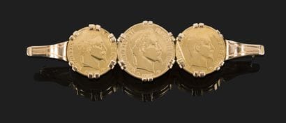 Brooch-barrette in 18K (750/000) yellow gold...