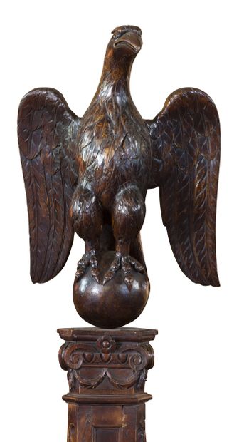 Carved, molded and patinated fruitwood lectern...