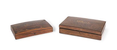 Exotic wood veneer and marquetry case decorated...
