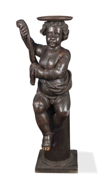 Sellette en bois sculpté mouluré et patiné...