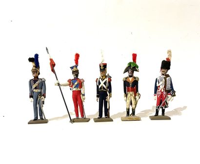 Bonfils figurines. Lot of 5 pedestrians,...