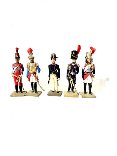 Bonfils figurines. Lot of 5 pedestrians,...