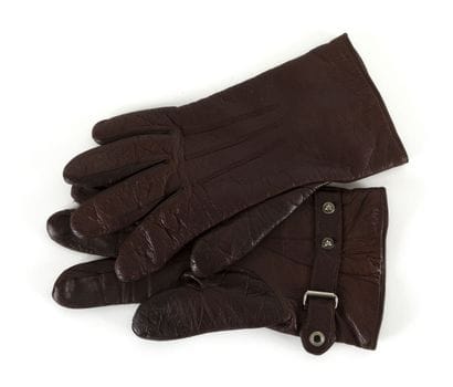 Paire de gants, en cuir marron, doublé de...