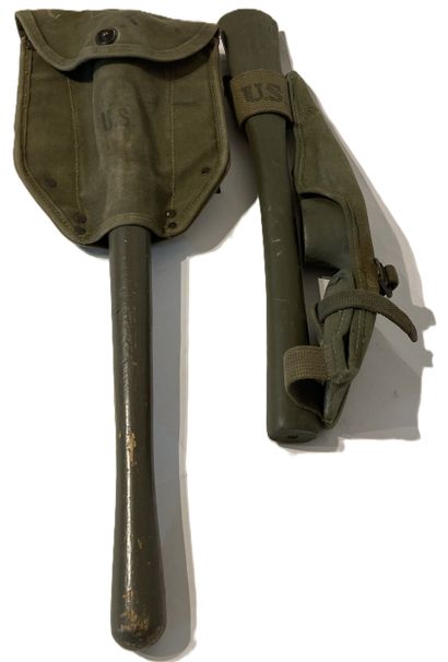 Lot: pelle pliante avec housse; piochon avec...