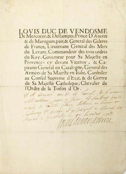VENDÔME (Louis Joseph, Duc de PENTHIÈVRE,...