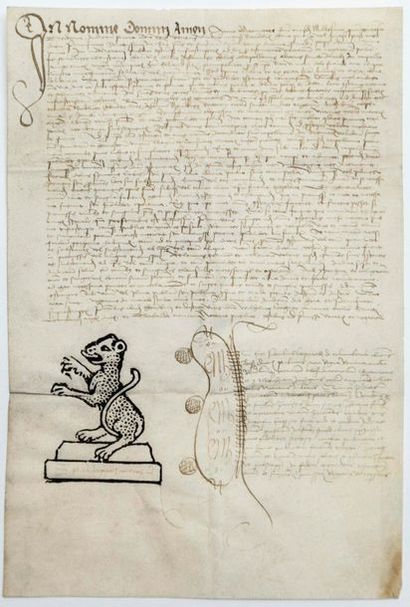 LEOPARD. Parchment of 1530 (22,5 x 15) signed...