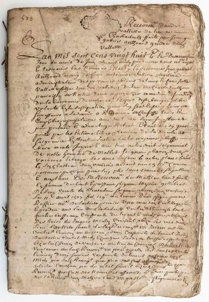HIGH LIGHT. 1728. Part of a TERRIER of the...