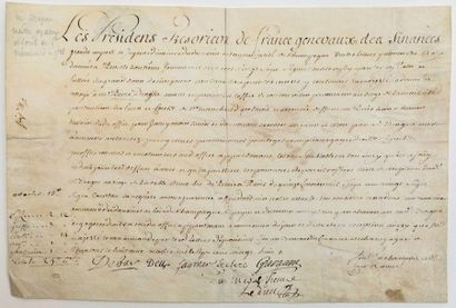 MARNE. 1728. Letter of receipt of the Appointment...
