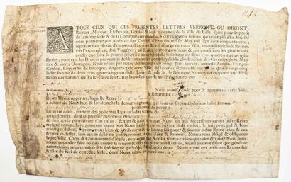 LILLE (59). 1756. Title of annuity of the...