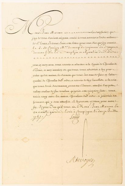 ORDER OF SAINT LOUIS. 1757. OISE. Royal letter...
