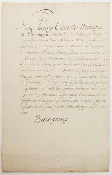 Marquis de BERINGHEN. CASTLE OF VERSAILLES...