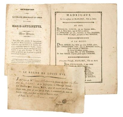 LOUIS XVI and MARIE-ANTOINETTE. 3 Documents:...