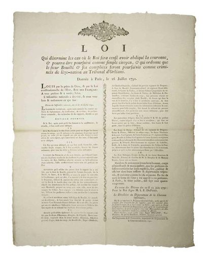 (ABDICATION OF KING LOUIS XVI) 1791 